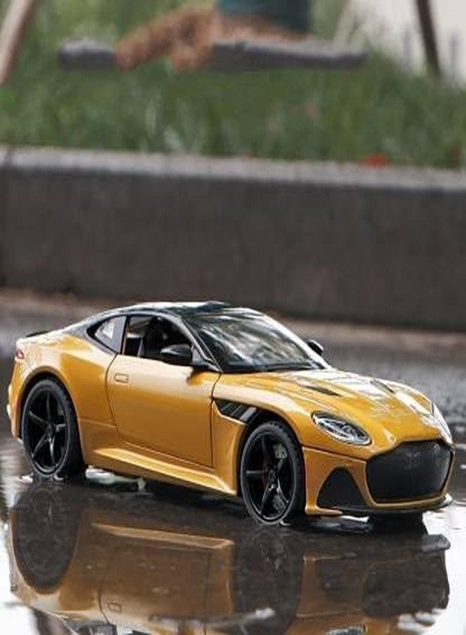 PEZYOX Scale Exclusive Alloy Metal Pull Back Die-cast Car Model with Sound Light Mini Auto Toy for Kids Metal Model Toy Car with Sound and Light (1.22 Scale- Aston Martin -Yellow) - Image 5